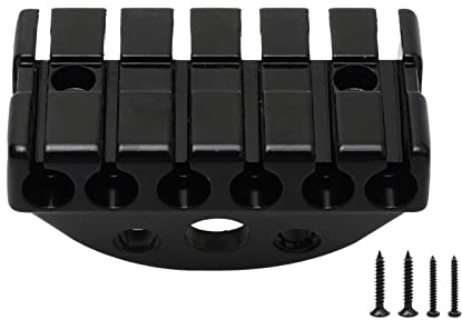 Unxuey 6 String Headless Guitar Locking Nut String Lock Nut Musical Instrument for Guitar Part Replacement (Black)