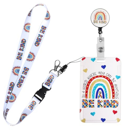 Vinabo Porte Badge Cordon Tour de Cou avec Porte-cartes,Porte Badge Enrouleur, Strap Neck avec Swivel Lobster Clasp pour Porte Badges d'Identification,Bureau, Les Clés, Telephone Portable, Carte Bus