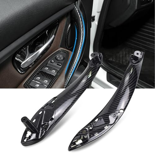 Sucxyor 2PCS Compatible con Tirador Puerta BMW Serie 3 F30 F31 F34 F80 Manija Serie 4 F32 F33 F36 F82 F83 Puxador Porta Interior Izquierdo+Derecha-Fibra de Carbono