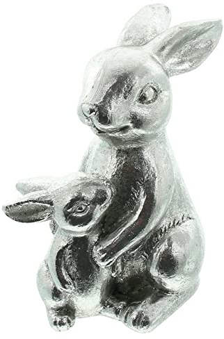 FRANK FLECHTWAREN Osterdeko Hasenmutter mit Kind, Dekofigur aus Polyresin,Hase, ca.17,5 x 11 x 21,5 cm