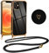 Vauki Handykette für iPhone 12 Mini Hülle mit Band, Handyhülle mit Kette, Herz Motiv, Ultra Dünn Stoßfeste Aesthetic Case mit Kordel zum Umhängen für iPhone 12 Mini 5.4, Schwarz
