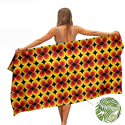 Ulticool Mikrofaser Handtuch 160 x 80 cm Doppelseitiger Druck - Retro Vintage Blumen 60er 70er - Leicht Reisehandtuch Schnelltrocknend Badetuch Strandhandtuch Saunatuch Microfiber - Reisen Yoga Sauna