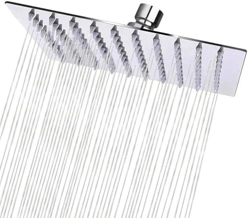Rain Shower Head, 12 Inch Square Rainfall Showerhead, 304 Stainless Steel Fixed Shower Head for Easy Installation Lush Shower Experience