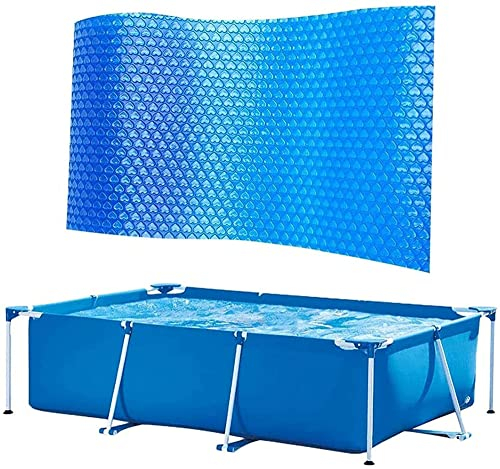 9.8x6.6FT Rectangle Swimming Pool Solar Cover, Lazy Spa Hot Tub Thermal Cover, Easy Set Bubble Heat Insulation Film, Dust Rainproof Pool Protector Blanket For Family Pool Frame Pool Paddling Pool