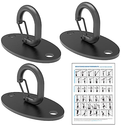 FITKIT Wandhalterung, 3 Anker für Widerstandsbänder, platzsparende Workout-Haken für Krafttraining, Heim-Fitness-Anker für Physiotherapie-Übungen, 3 Stück (3 Anker)