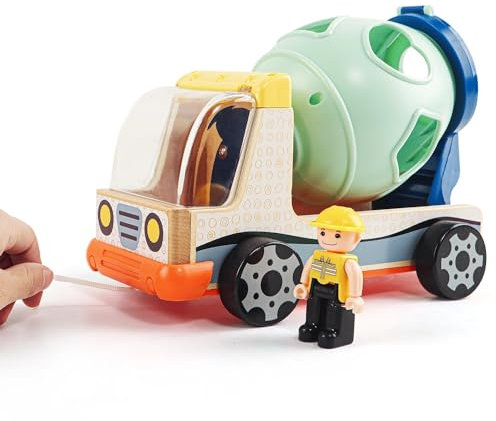 Topbright - 1210952022de0001 - Lernspiel mit ineinandergreifenden Formen zum Stapeln und Identifizieren. LKW, Zement-LKW, für Hand-Auge-Koordination, Montessori, mit 7 Formen und Fahrer