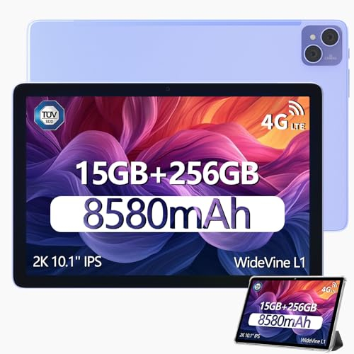 DOOGEE T10 Pro Tablet 10,1 Pulgadas FHD+ con 15GB RAM + 256GB ROM (Ampliable 1TB), Batería de 8580mAh, Octa-Core Android 14 Tablet con Dual 4G LTE, WiFi 2,4/5G, TÜV-Certificado, 13MP + 8MP, Púrpura