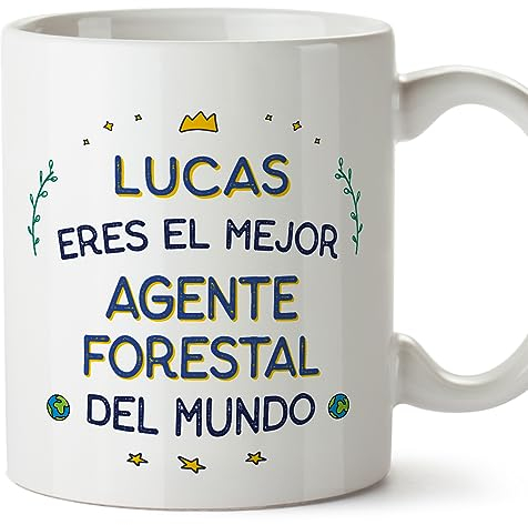 MUGFFINS Tazas Personalizadas para AGENTE FORESTAL hombre - En Español - Mejor del Mundo - 11 oz / 330 ml - Regalo Personalizable original y divertido