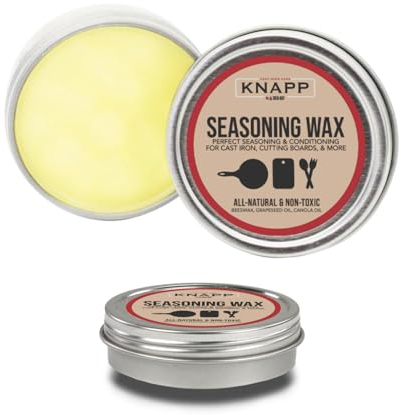 Knapp Made Cast Iron Seasoning Wax and Carbon Steel Seasoning Wax - 2 Oz Unique Blend of Natural Oils and Beeswax - Restore Cast Iron, Steel, Cutting Board, Kitchenware Seasoning Wax (2 Pack)
