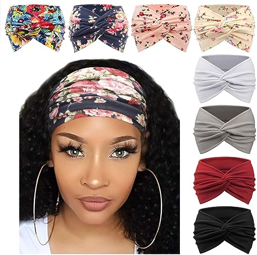 DRESHOW 8 Stück Damen Stirnbänder Kopfband Haarband Elastische Weiche Stirnband für Alltag Yoga Sport Fitness
