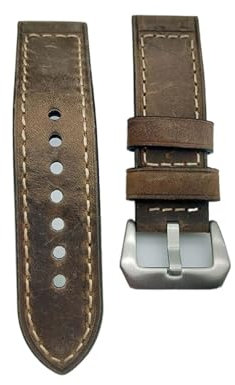 LUGEMA 24mm Italien Echtes Leder Uhrenband Kompatibel mit Panerai Männer Dicke Uhrenarmband Handgelenkband mit Edelstahlschnalle