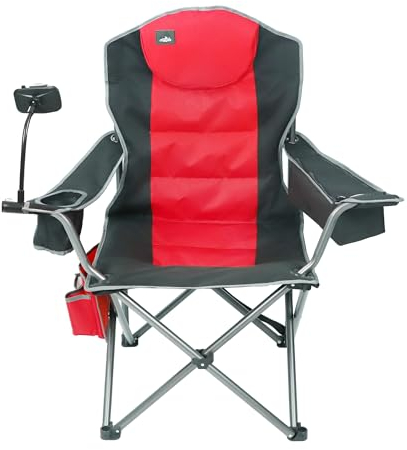 Northroad Übergroßer Campingstuhl, voll gepolsterter Outdoor-Klappstuhl, unterstützt 159 kg, robuster Rasenstuhl mit Handyhalter, Getränkehalter, Kühltasche, Schultergurte für Erwachsene, Schwarz