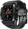 QANXGOG Compatible avec Apple Watch Series 9 8 7 45 mm/Serie 6 SE 5 4 44 mm, Étui de Protection Robuste pour Homme avec Bracelet en TPU, Pare-Chocs Anti-Chute avec Bracelet,Black