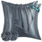 RUIKASI Satin Kissenbezug 80x80 wie EIN Seidenkissenbezug mit 2 Haargummis - seidig Kopfkissenbezug 80x80 für Haar und Haut, Pflegeleichter als Seiden Kissenbezug Silk Pillow Case, Dunkelgrau