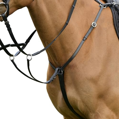 Kincade Classic 3 Point Breastplate with Running Martingale, Black, Full
