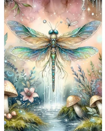 Acudotr Diamond Painting Erwachsene Set, 5D Diamant Painting Kits Bilder für Erwachsene, DIY Diamant Malerei Diamond Art Kits Set für Wanddekor, Libelle, 30x40cm