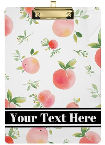 Namens-Klemmbrett mit Schreibblock, Standardloch, Frauen-Klemmbrett, Lehrer-Klemmbrett, Aquarell, Pfirsiche