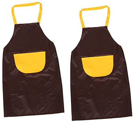 KITANDOVE 2piezas Delantal Infantil Para y Cocina Color Café Delantal Reutilizable