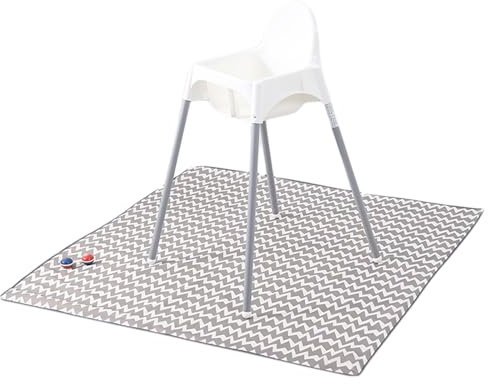 Focenat Hochstuhl Bodenmatte Baby, Spritzschutzmatte Boden Waschbar, Bodenmatte rutschfest mit 4 Saugnapf, Spritzmatte Baby Kleinkind für Hochstuhl, Picknick, Park Besuche, 130 x 130 cm