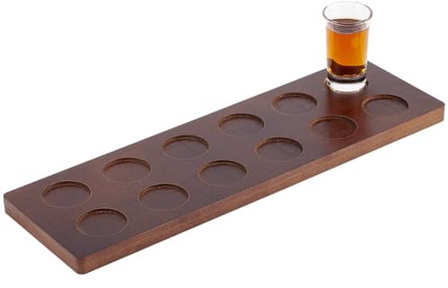 UNICRAFTALE Tequila Shot Board Glass Holder Wooden Flight Glass Cup Tray 12pcs Shots Tequila Gifts Bar Serving Trays for Restaurant Bar Kitchen Party Family Gathering