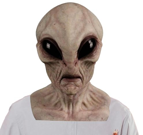 Generisch UFO Realistische Alien Kopfbedeckung, Halloween Maske Gruselige Alien Maske Latex Gruselige Kopfbedeckung Gruselige Halloween-Latex-Kopfbedeckung Alien-Gesichtsmaske