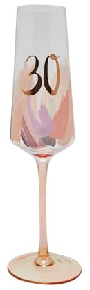 Widdop and Co Celebrations - Hotchpotch - 30th Birthday Luxe Brushstroke Birthday Champagne/Prosecco Flute Drinking Glass - Premium Kitchenware, Gifting & Homeware - Boxed & Ready to Gift.