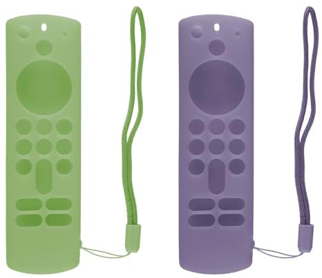 Tabanzhe Firestick Remote Cover Case-Glow in the Dark Remote Control Cover for Alexa Voice Remote 3rd Gen Silicone Protective Case Remote Replacement Cover(Green and Purple)