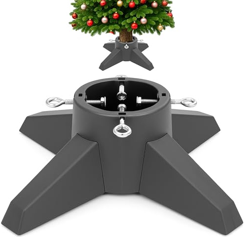Festive Fix Christmas Tree Stand – Heavy-Duty 6ft Holder with Water Reservoir, Stable Base for Real Trees, Quick Assembly with Metal Bolts