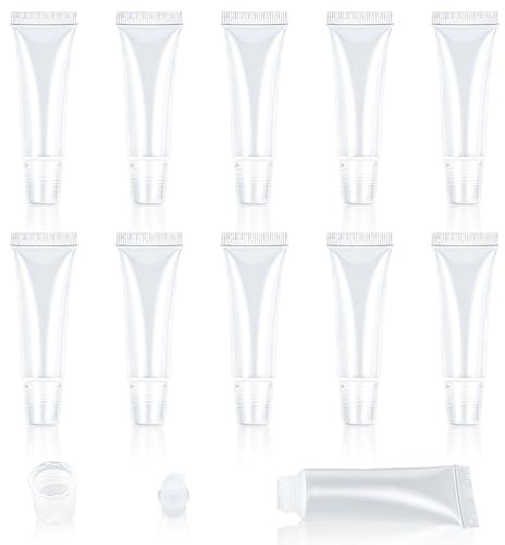 Andibro Leere Tuben Lip Gloss Tubes,10 Stück Transparent Leere Nachfüllbare Kunststoff Weiche Verpackung Tubes Flasche Mini Kosmetische Behälter für Kosmetik Make up Reise Toilettenartikel