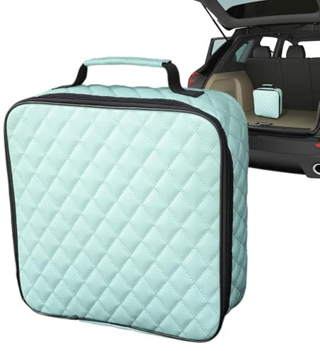 Generic Faux Leather Cable Storage Bag - Car Travel Cable Organizer - Dustproof Zipper Closure - Turquoise