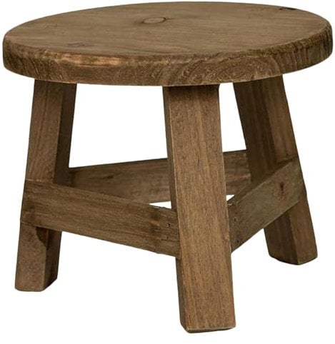 Pflanzenhocker, 17,8 x 15,2 cm, runder Pflanzenhocker aus Holz, rustikaler dekorativer kleiner Holzhocker für Bonsai-Sukkulenten-Topf im Innenbereich, Haus, Garten, Terrasse, Holz-Pflanzenhocker, Holz