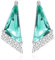 QUADRI Silber Ohrringe Damen 925 mit Aquamarin Kristall – Elegante und minimalistische Ohrringe mit funkelnden Zirkonia – Geschenkidee mit edler Geschenkbox