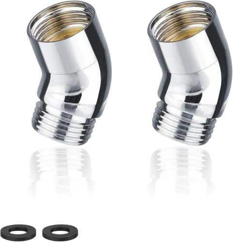 Raheem Handbrause Adapter Winkelstück mit Dichtungen Duschschlauch Anschlussadapter Gelenkstück für Handbrause,Beweglicher Duschkopf Anschluss,Wasserdicht und Flexibel,Schnellmontage (135° + 135°)