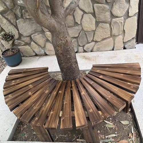 Halbrunde Holz-Baumbank – Outdoor-Sitzmöbel für Terrassen, dekorative funktionale Freizeitmöbel