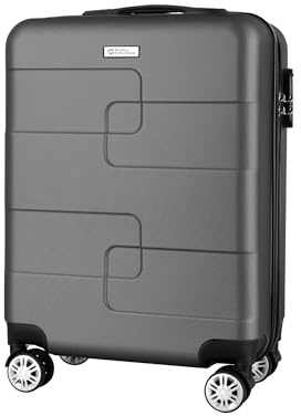 WORLD EXPLORER Cabin Suitcase | ABS Hard Shell with 360° Spinner Wheels & Com-bination Lock | Lightweight Cabin Luggage and Suitcase 34L – Ryanair Priority Size Travel Bag (Dark Grey, 55x40x20 CM)