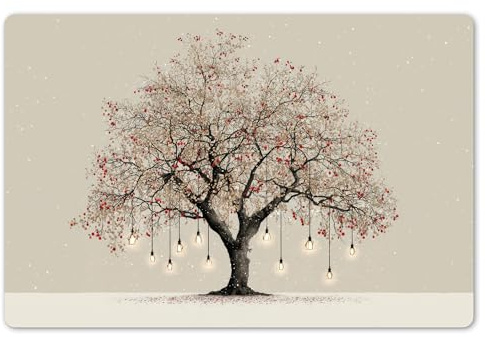 KitchenYeah© Platzsets Abwaschbare Placemats Set 6 Tischsets Platzdeckchen | 45x30 cm - Platzset Tischset Esstisch Telleruntersetzer Waschbar Geschenke Lichterbaum - Winter - Weihnachten