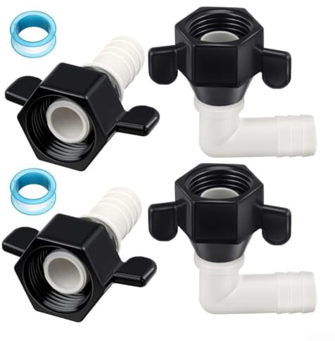 Ensemble d'adaptateurs de raccords de pompe à eau pour camping-car 12x14 NPTx12 à embout cannelé avec coude et connecteurs pivotants droits offrant une installation flexible et une étanchéité fiable