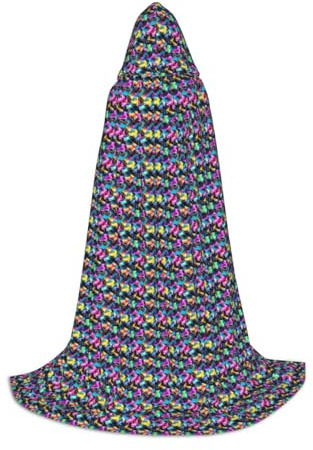 gvndaa Farbenfroher Rollschuh-Druck, Karneval, Kapuzenumhang, Unisex, Cosplay, Kostüme, Reisen, Festival, Feiern, Outdoor