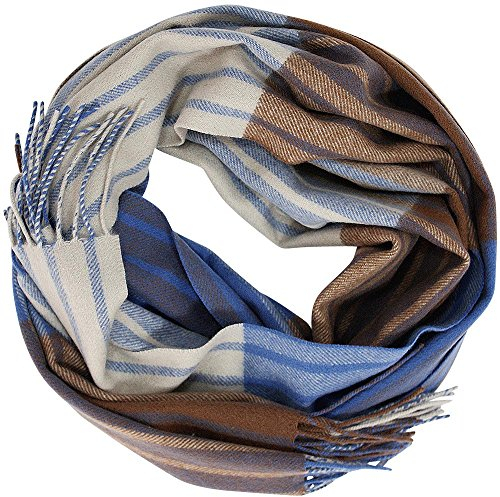 LORD OF LABEL, echter Kaschmir Schal, Fransen, Camel, ca. 200 x 32 cm