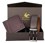 HORNBULL Herren Combo braune Geldbörse und Gürtel, Geschenk-Kombination für Herren, Diwali-Geschenkkorb-Set für Herren, Geldbörsen für Herren, BW6995-BROWN, One Size, Zweifach gefaltete Brieftasche