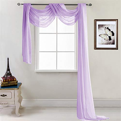 Nicole Knupfer 1 Stück Querbehang Transparente Freihanddeko aus transparentem Voile Deko Einfarbige Gardinen Dekoschals Vorhang für Schlafzimmer Wohnzimmer Hochzeit 52x216 Inch (Lila)