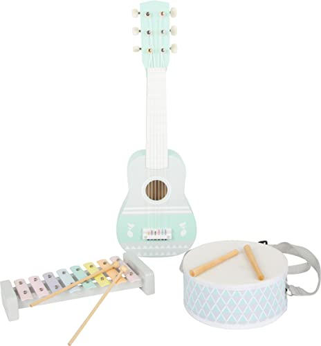 small foot Musik-Set-Pastell, dreiteiliges Musikinstrumente-Set in Pastellfarben, mit Notenblättern, ab 3 Jahren, 11685