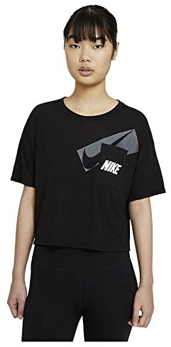 Nike DC7189-010 W NK Dry GRX Crop TOP T-Shirt Womens Black/(White) M