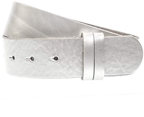 Luca Kayz Damen-Ledergürtel Wechselgürtel ohne Wechselschnalle CALVADOS 4cm Silber105 cm