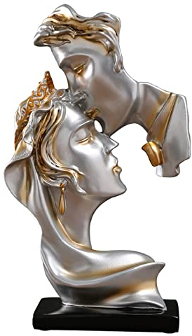 LGYKUMEG Skulptur Deko Modern Wohnzimmer Deko Statue Schweigen Ist Gold Modern Abstrakte Kunst Dekoration Hochzeitsfeier Büro Bar Schlafzimmer Romant,Silber