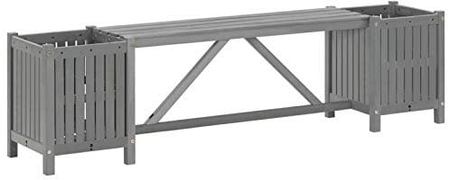 Tidyard Panca da Giardino 2 Posti con 2 Fioriere in Legno Massello Acacia 150x30x40cm,Panca da Esterno,Panca con Fioriere,Panca 2 Posti,Panca in Legno con Fioriere