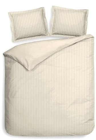ZO! HOME Heckett and Lane Bettwäsche Banda 1 Bettwäsche 200x220cm mit 2 Kopfkissen 60x70cm 100% Baumwolle Mako-Satin Off-White