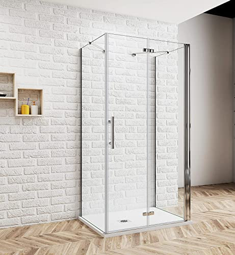 Aica Sanitär Duschkabine 120x90x90cm U-FORM Duschabtrennung U-Kabine Dusche Duschtür Nano Glas