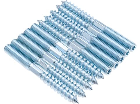 M8x80mm Torx Stockschrauben, Doppelseitige Dübelschrauben, Holzschrauben, Dübelbefestigung, Verzinkte Kopflose Verschluss mit Sechskantteil und Torx T25, Metrischer Bolzen und Holzschraube (10 Stück)