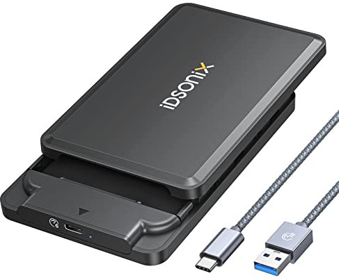 iDsonix 2.5 inch Hard Drive Enclosure,6Gbps Tool-free External USB C to SATA III HDD Caddy for SSD3.0 HDD, 2.5 inch SATA HDD Support UASP & 4TB(Max) Drives